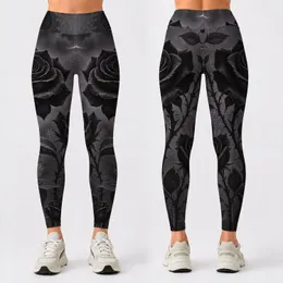 Black Roses and Crescent Moon for Gothic Night Out Style, Elegant Women's Everyday Wear Leggings