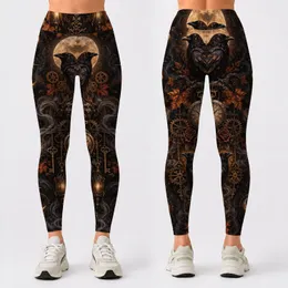 Gothic Raven Moon And Antique Keys For Autumn Nights And Everyday Wear Leggings