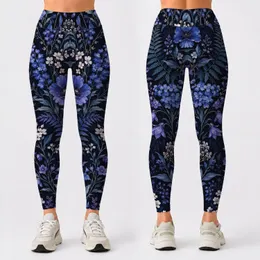 Midnight Indigo Wildflowers for Concert Nights, Festivals, and Everyday Bohemian Style Leggings