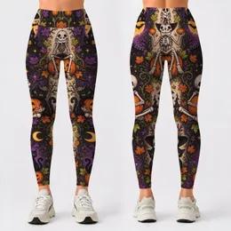 Whimsical Skeletons and Jack-o'-Lanterns for Halloween Parties and Autumn Night Celebrations Leggings