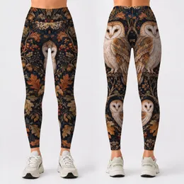 Barn Owls And Autumn Leaves For Cozy Woodland Walks And Relaxed Fall Weekend Style Leggings