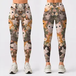 Cheerful Multicolor Cat Faces for Yoga Sessions, Gym Days and Everyday Activewear Leggings