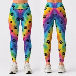 Vibrant Rainbow Paw Trails for Cheerful Everyday Adventures and Active Pet Lovers Everywhere Leggings