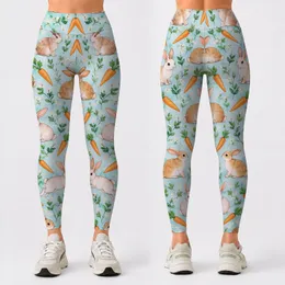 Whimsical Rabbit and Carrot Art for Yoga, Pilates and Everyday Leisure Leggings