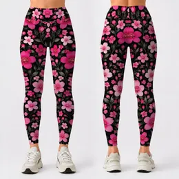 Pink Fuchsia and Blush Daisies for Yoga, Pilates, and Everyday Wear Leggings