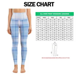 Sky Blue and Ivory Tartan Checks for Yoga, Pilates, and Relaxed Everyday Style Leggings