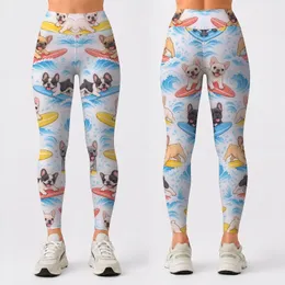 Surfing Puppy Beach Adventure for Playful Summer Days and Coastal Getaways Leggings