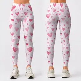 Scattered Pink Hearts for Yoga, Pilates, and Everyday Romantic Style Leggings