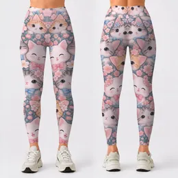 Pastel Kawaii Cat Faces for Yoga, Pilates, and Everyday Casual Style Leggings