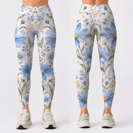 Blue Daisy Wildflowers for Yoga, Pilates, and Fresh Everyday Spring Style Leggings