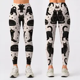 Black Cat Scatter for Yoga, Pilates and Everyday Casual Style for Cat Lovers Leggings