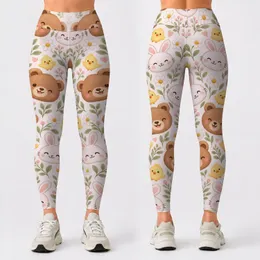 Cute Bear, Bunny And Chick Faces For Yoga, Pilates And Cozy Casual Days Leggings
