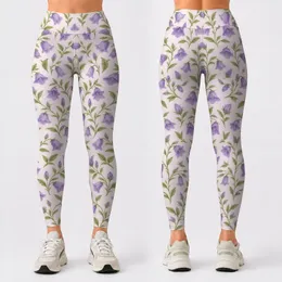 Lavender Bell Flowers for Yoga, Pilates, and Everyday Casual Wear Leggings