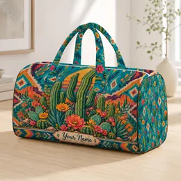 Colorful Desert Cactus Flowers for Sunny Beach Trips, Weekend Getaways and Road Trips Quilted Weekend Bag