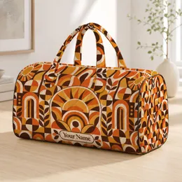 Burnt Orange Geometric Checks for Sunny Beach Days and Relaxed Weekend Getaways Quilted Weekend Bag