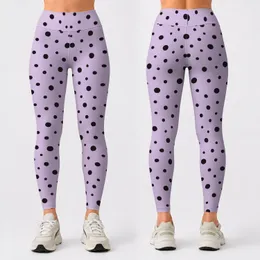 Lavender Black Polka Dots for Yoga, Pilates and Everyday Activewear Leggings
