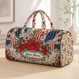 Americana Rose, Star and Stripe Motifs for Road Trips, Summer Holidays and Getaways Quilted Weekend Bag