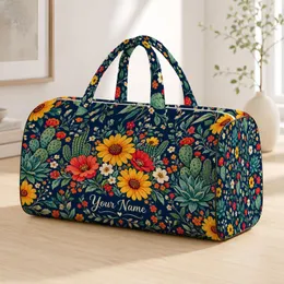 Colorful Wildflower and Cactus Florals for Bohemian Getaways and Weekend Adventures Quilted Weekend Bag