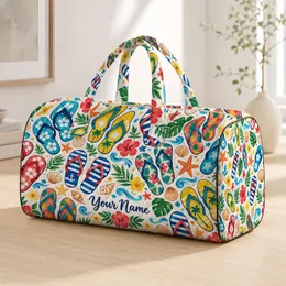 Colorful Flip-Flop Motifs for Sunny Beach Days and Summer Vacation Getaways Quilted Weekend Bag