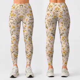 Tiny Yellow Wildflowers for Yoga, Pilates, and Everyday Casual Style Leggings