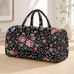 Pink Rose and Bluebell Florals for Campsite Getaways and Weekend Adventures for All Quilted Weekend Bag