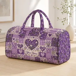 Lavender Heart Patchwork for Beach Getaways, Summer Holidays and Relaxed Weekend Escapes Quilted Weekend Bag
