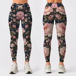 Blush Rose And Ivory Peony Blooms For Yoga, Pilates, Everyday Errands And Travel Leggings