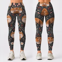 Woodland Foxes And Blush Florals For Yoga, Pilates, And Everyday Adventures Leggings