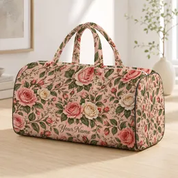Blush Rose And Vine Florals For Romantic Travel And Weekend Getaways Quilted Weekend Bag