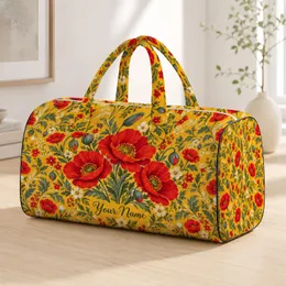 Crimson Poppy Garden and Wildflowers for Coastal Getaways and Weekend Escapes Quilted Weekend Bag