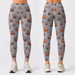 Bear Paw Trail Motifs for Yoga, Pilates and Everyday Outdoor Adventure Style Leggings