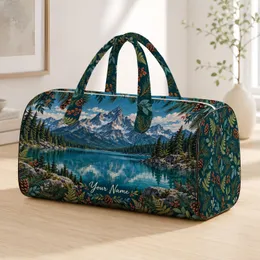 Alpine Mountain Lake and Evergreen Forest Scenery for Weekend Getaways and Camping Quilted Weekend Bag