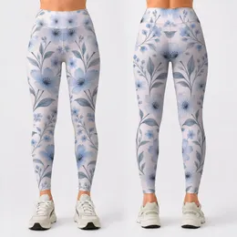 Powder Blue Wildflowers for Yoga, Pilates, and Everyday Errands Leggings