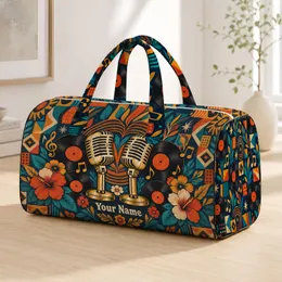 Retro Vinyl Records And Microphones For Music Festival Weekend Getaways Quilted Weekend Bag