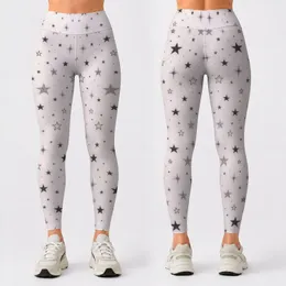 Ivory Charcoal Stars for Yoga, Pilates, and Everyday Casual Wear Leggings