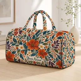 Vintage Botanical Florals for Weekend Getaways and Beach Days, For Nature Lovers Quilted Weekend Bag