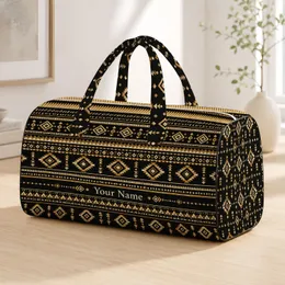 Black And Ivory Desert Geometric Bands For Sunlit Getaways And Everyday Travel Style Quilted Weekend Bag