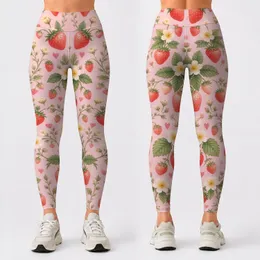 Strawberry Blossom Garden for Sweet Spring Workouts and Everyday Activewear Leggings