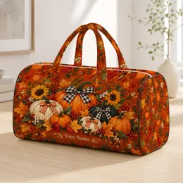 Autumn Pumpkin and Maple Leaf Motifs for Cozy Harvest Getaways and Fall Travel Quilted Weekend Bag