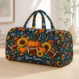 Autumn Footballs, Pumpkins And Sunflowers For Cozy Fall Football Game Day Gatherings Quilted Weekend Bag
