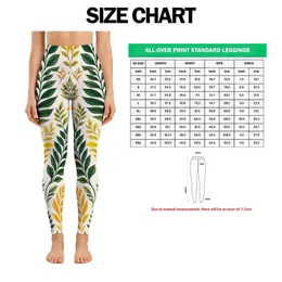 Golden Yellow And Forest Green Fern Leaves For Yoga Pilates And Everyday Wear Leggings