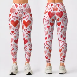 Coral Heart Motifs for Yoga, Pilates and Everyday Outings for Women Leggings