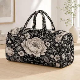 Ivory Peony Blooms for Chic Travel, Weekend Getaways and Everyday City Escapes Quilted Weekend Bag