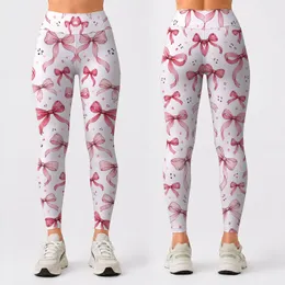 Pink Polka Dot Bows for Yoga, Pilates, and Everyday Studio-to-Street Style Leggings