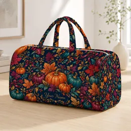 Jewel-Toned Pumpkins and Autumn Leaves for Cozy Fall Getaways and Seasonal Travel Quilted Weekend Bag