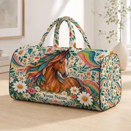 Chestnut Horse And Daisy Garden For Sunny Weekend Escapes And Equestrian Gift Lovers Quilted Weekend Bag