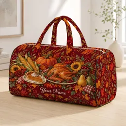 Autumn Harvest Corn, Pumpkin Pie and Orchard Leaves for Cozy Fall Getaways Quilted Weekend Bag