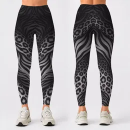Charcoal Leopard Zebra Blend for Gym Training and Outdoor Running Leggings