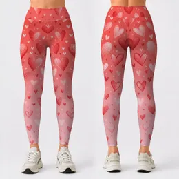 Coral Hand-Drawn Hearts for Yoga, Running, and Everyday Fitness for Women Leggings