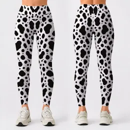 Black White Spotted Motif For Yoga Pilates And Everyday Activewear Style Leggings